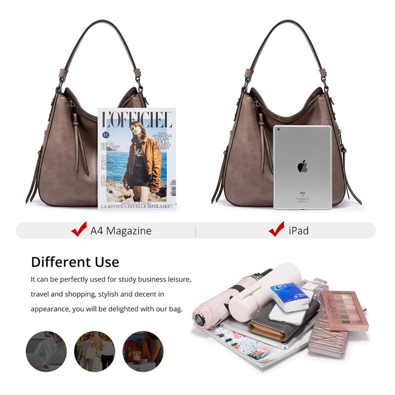 Realer Handbags for Women Large Designer Ladies Hobo bag Bucket Purse Faux Leather - Image 4