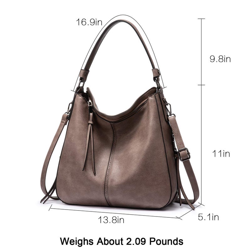 Realer Handbags for Women Large Designer Ladies Hobo bag Bucket Purse Faux Leather - Image 2