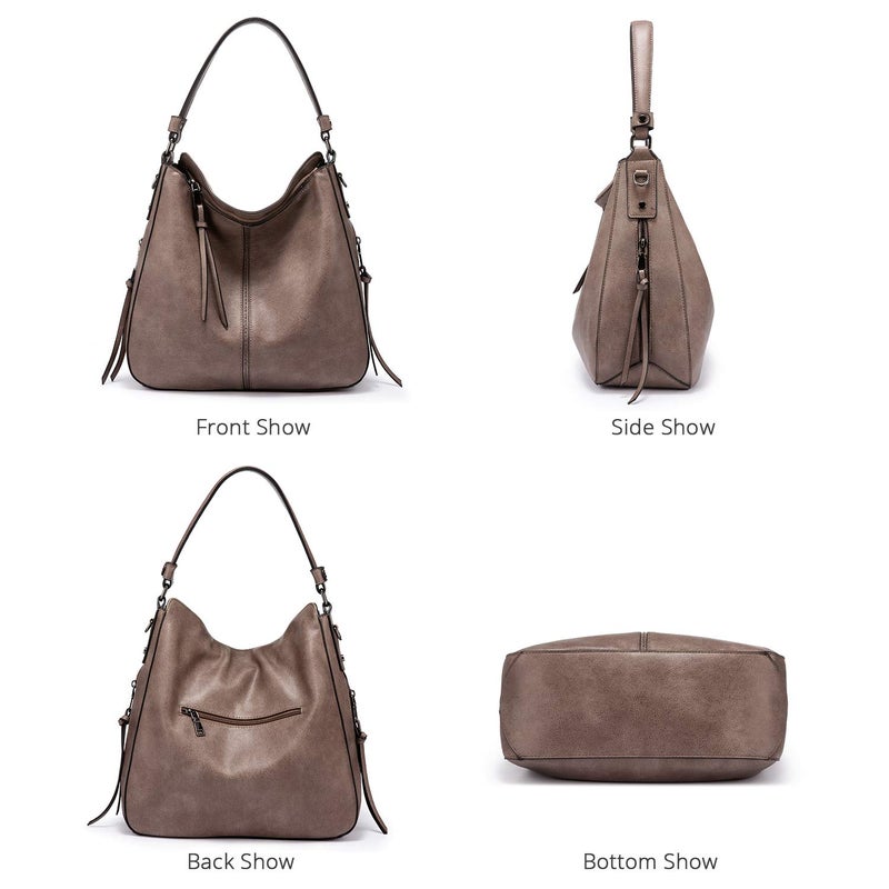 Realer Handbags for Women Large Designer Ladies Hobo bag Bucket Purse Faux Leather - Image 3