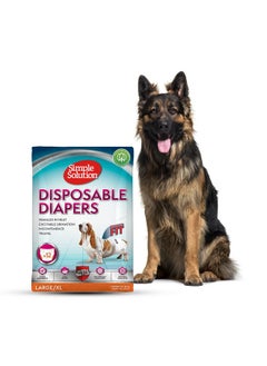 Simple Solution Simple Solution True Fit Disposable Dog Diapers for Female Dogs, Super Absorbent with Wetness Indicator, Leak Proof, Adjustable, Comfortable Fit, Quickly Absorb, Large-XL Size 46-69cm Waist (12 Pack)  - Image 1