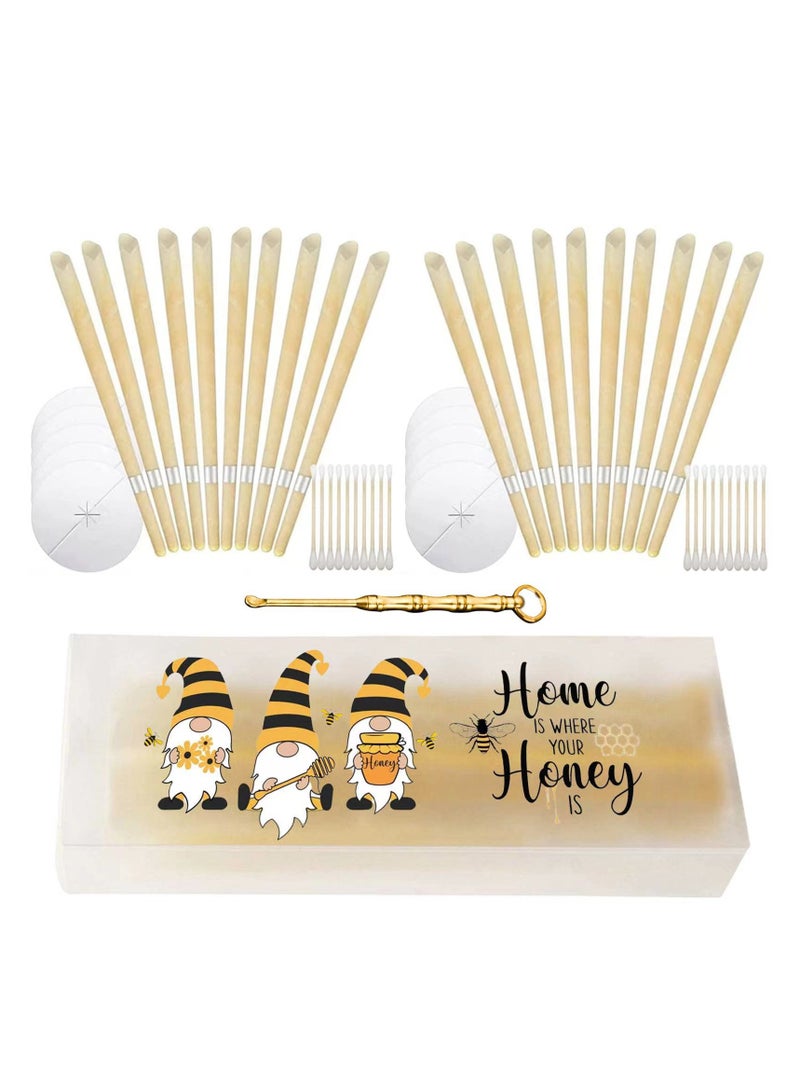 20-Piece Aromatherapy Pure Beeswax Ear Wax Candles With 10-Piece Ear Protective Disks Kit to reduce tinnitus and improve sleep Silver label trumpet ear candle 20 trumpet-shaped with plug 10 pcs assembly support cotton swab 20 - Image 1