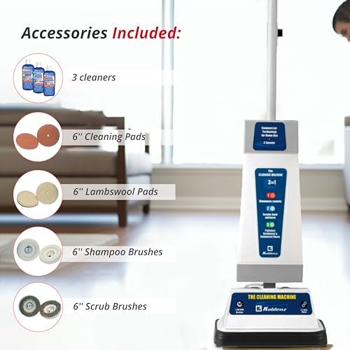 Koblenz P-820 BA Carpet Shampooer and Floor Polisher, Floor Scrubber Machine, 3-Speed, Scrubbing Brushes, Polishing Pads, Buffing Pads, Carpet Cleaner Machine, Includes Cleaners, Blue/Gray - Image 5