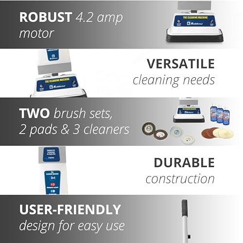 Koblenz P-820 BA Carpet Shampooer and Floor Polisher, Floor Scrubber Machine, 3-Speed, Scrubbing Brushes, Polishing Pads, Buffing Pads, Carpet Cleaner Machine, Includes Cleaners, Blue/Gray - Image 4