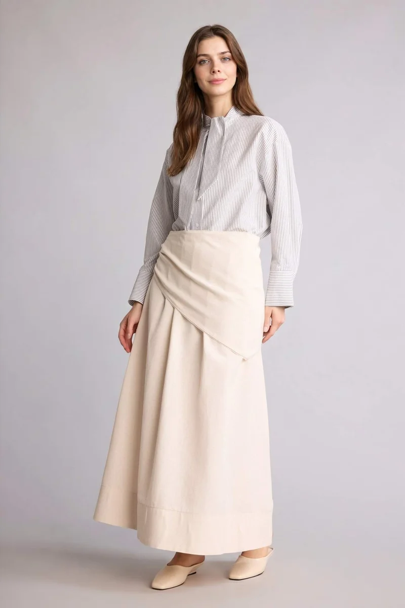 DeFacto A Line Linen Blended Maxi Skirt