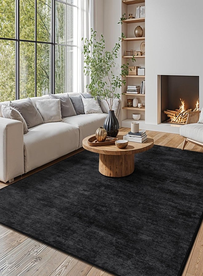 LIANLAM Washable Rug 5x7 Area Rugs for Living Room - Stain Resistant Non-Slip Backing Boho Rug for Bedroom,Durable & Ultra-Thin Vintage Large Area Rug(5x7,Black) - Image 4