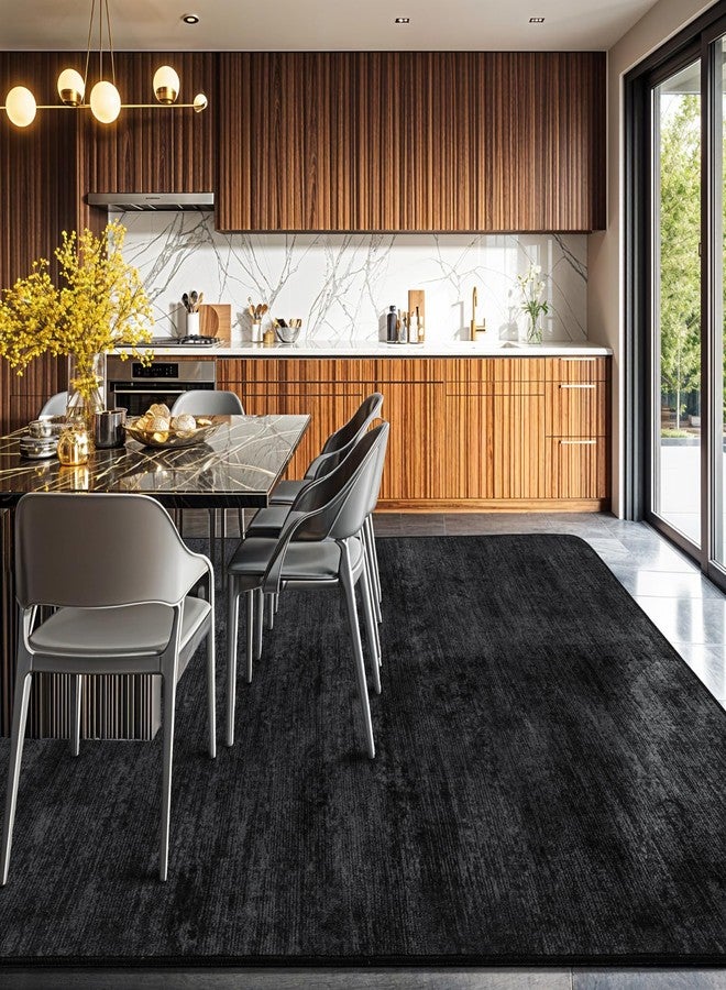 LIANLAM Washable Rug 5x7 Area Rugs for Living Room - Stain Resistant Non-Slip Backing Boho Rug for Bedroom,Durable & Ultra-Thin Vintage Large Area Rug(5x7,Black) - Image 3