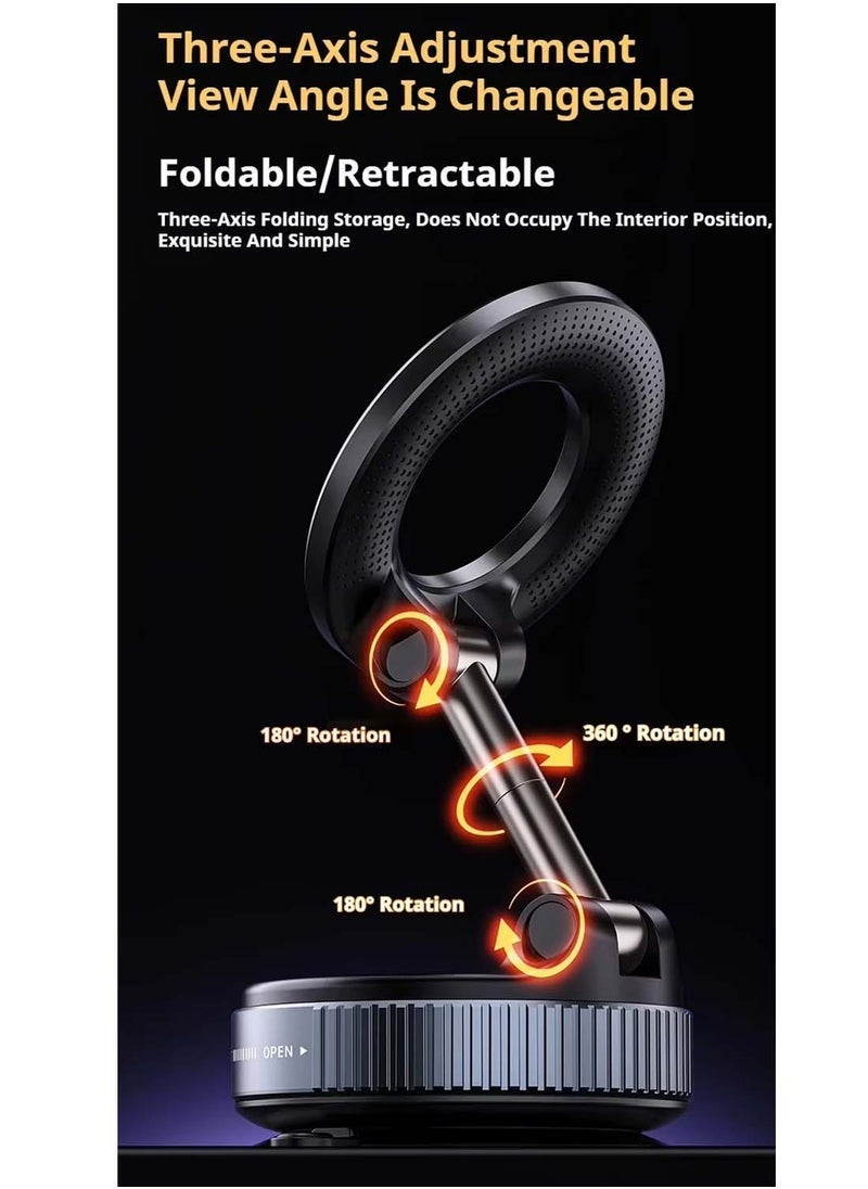 TIGER Vacuum Suction Magnetic Bracket K007S Phone Mount – 360° Rotation Car Suction Cup Holder, Portable Magnetic Phone Holder – Black, Secure Grip, Adjustable, Strong Hold for All Smartphones, Easy Installation  - Image 5
