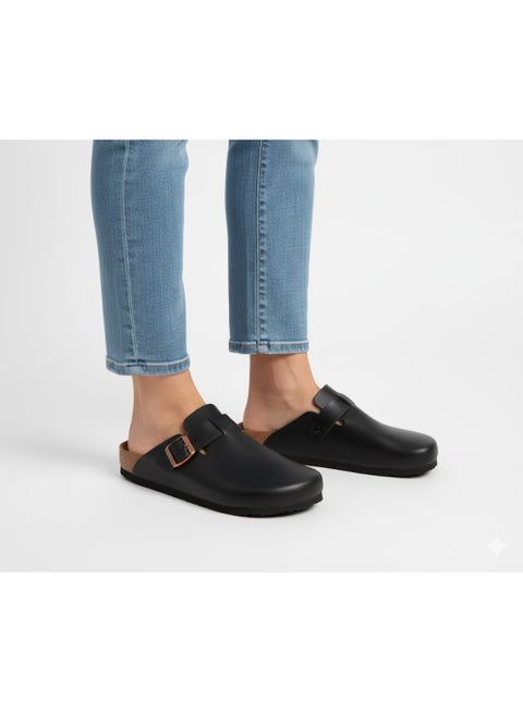 سليبر مريح بتصميم عصري بإبزيم معدني - مصنوع من الجلد عالى الجودة