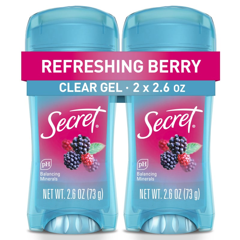 Secret Fresh Antiperspirant Deodorant for Women 72hr Breathable Sweat  Odor Protection Instant Freshness  Gentle PH Balancing Minerals Clear Gel Refreshing Berry Scent 26 oz Pack of 2