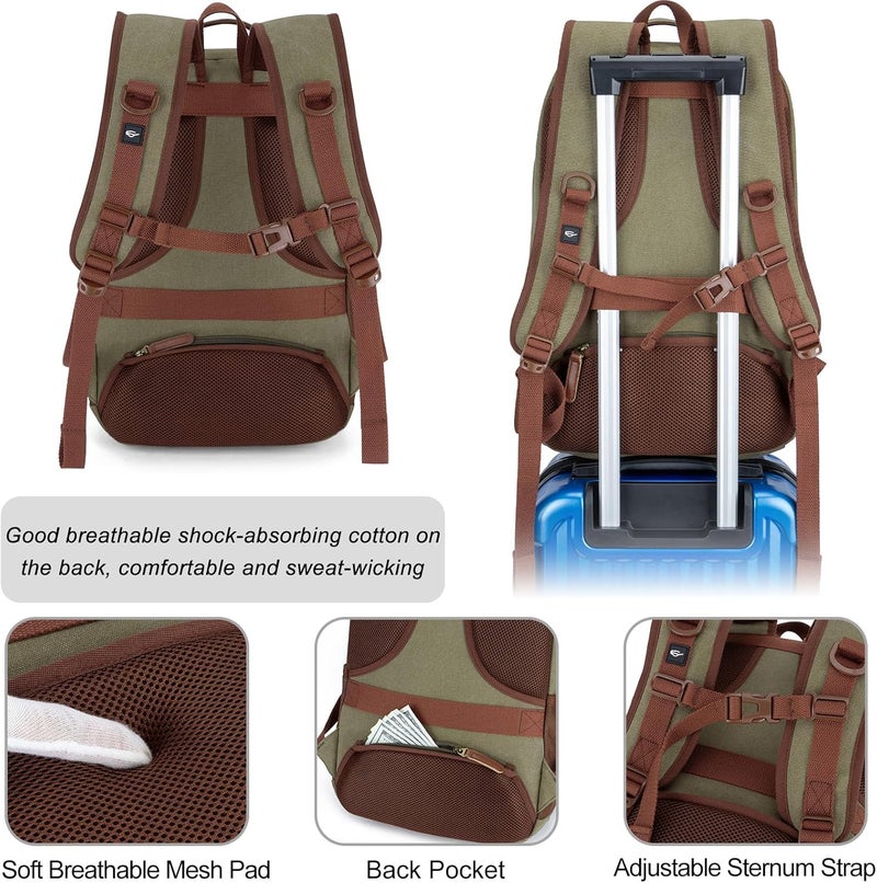 Tzowla Canvas Laptop College Backpack for Men and Women,Travel Work Rucksack with USB/Type-C Port Fit 15.6 inch Notebook - Image 5