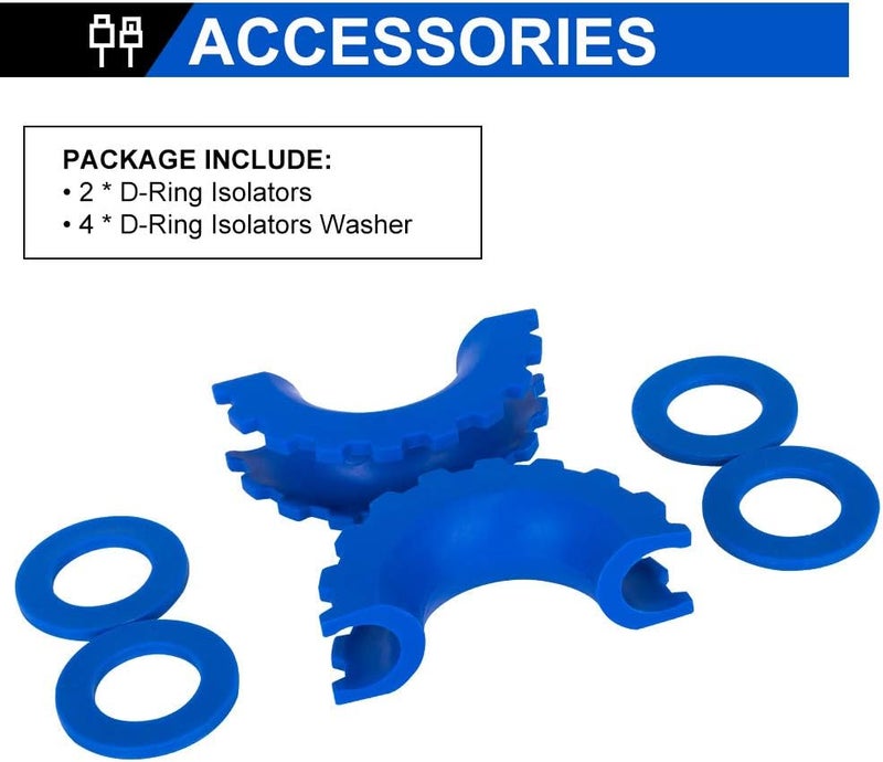 BUNKER INDUST D Ring/Shackle Isolator Kit,1 Pair Blue D-Ring Isolator and 4 Pcs Washers Dring Cover Fit for 3/4" Shackle Hooks 4x4 Off Road Jeep Accessories Protect Your Bumper and Reduce Rattling - Image 4