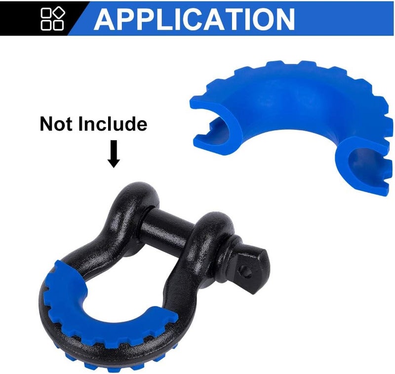 BUNKER INDUST D Ring/Shackle Isolator Kit,1 Pair Blue D-Ring Isolator and 4 Pcs Washers Dring Cover Fit for 3/4" Shackle Hooks 4x4 Off Road Jeep Accessories Protect Your Bumper and Reduce Rattling - Image 5