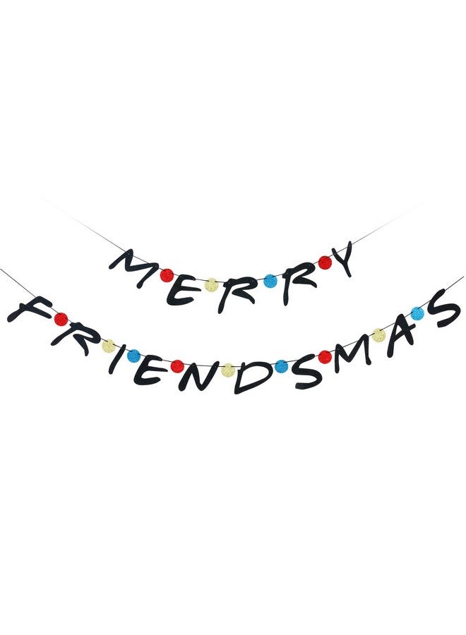 LeeSky Merry Friendsmas Banner Friendsmas Christmas Banner Merry Friendsmas Party Decorations for Friendsmas Christmas Party Decorations, Xmas Holiday Office Home Decor - Image 1