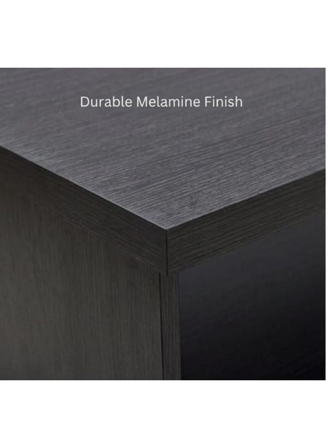 SUNLIT HOME Modern Rectangular Wooden Coffee Table with Lower Storage Shelf – Matte Black Melamine Finish (120 x 60 x 45 cm) - Image 4