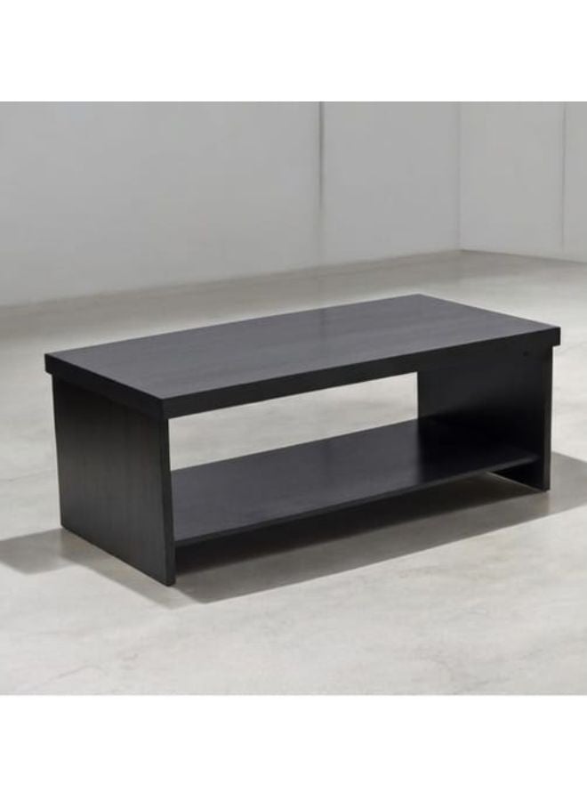 SUNLIT HOME Modern Rectangular Wooden Coffee Table with Lower Storage Shelf – Matte Black Melamine Finish (120 x 60 x 45 cm) - Image 1