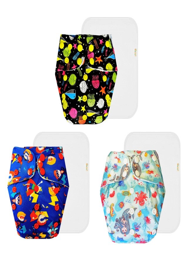 حفاضات دمبلدو القماشية الممتازة مع حشوة قطنية (عبوة من 3) | شعور بالجفاف والراحة | وسادة ماصة من 6 طبقات | أزرار كبس قابلة للتعديل | ضرورية للاستخدام اليومي | من 3 أشهر إلى 3 سنوات | للجنسين - Image 1