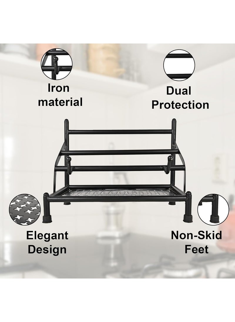 ROLLYWARE Rollyware Metal Black Belan and Chakla Stand Belan Tava Rolling Pin Holder Heavyweight Durable Chakla Holder for Kitchen 4in1 Kitchen Rack only Stand  - Image 5