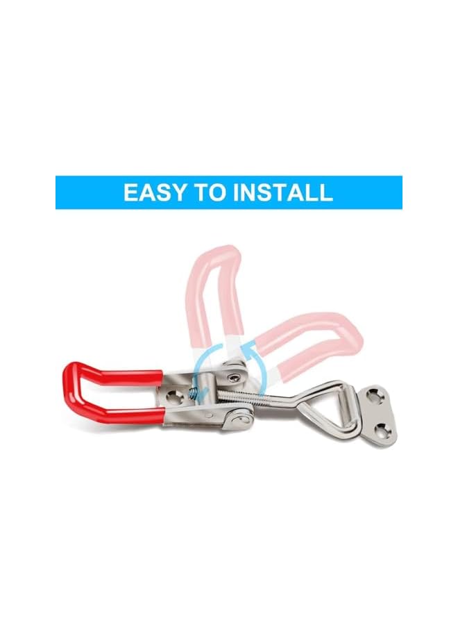 PROMASS 2pcs Toggle Latch Clamp 4001, 304 Stainless Steel Adjustable Hasp，Adjustable Toggle Clamp Latch, Latches Quick Release Hand Tool Toggle Clamp for Smoker Lid Jig, Case Trunk, Door  - Image 4
