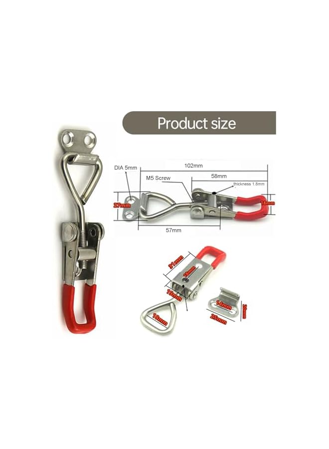 PROMASS 2pcs Toggle Latch Clamp 4001, 304 Stainless Steel Adjustable Hasp，Adjustable Toggle Clamp Latch, Latches Quick Release Hand Tool Toggle Clamp for Smoker Lid Jig, Case Trunk, Door  - Image 2
