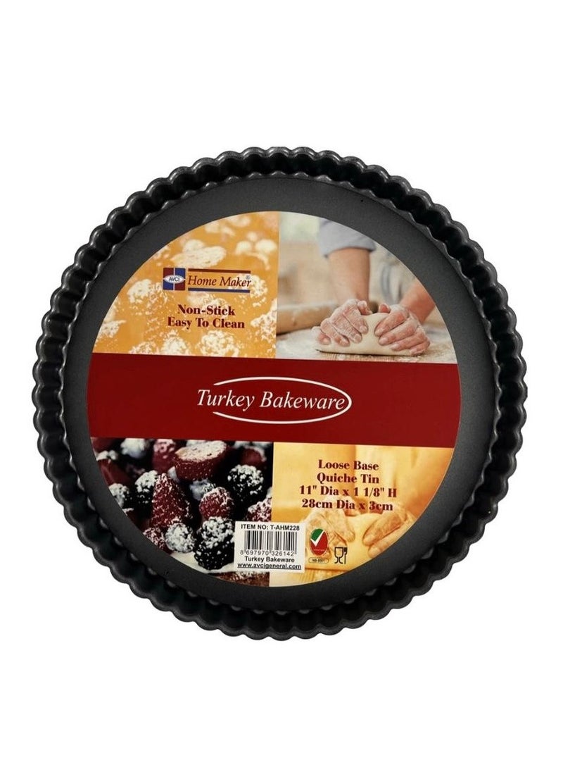 Homemaker - Non-stick Loose Base Quiche-Tart Pan, 28cm x 3cm, Black - Image 1