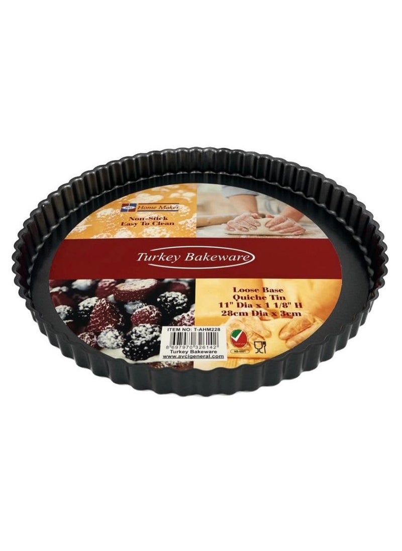 Homemaker - Non-stick Loose Base Quiche-Tart Pan, 28cm x 3cm, Black - Image 1
