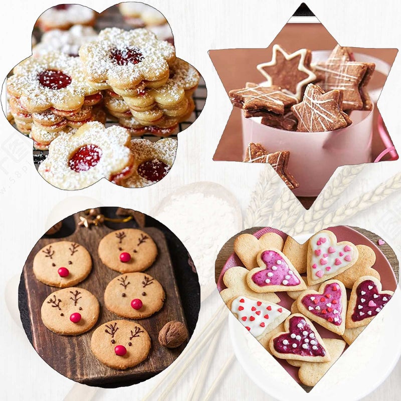 ZNewYear 12 Pcs Cookie Cutters Shapes Baking Set, Heart Flower Round Star Shape Biscuit Stainless Steel Metal Molds Cutters for Kitchen Baking Birthday Christmas Valentine's Day Small Cookie Cutters - Image 4