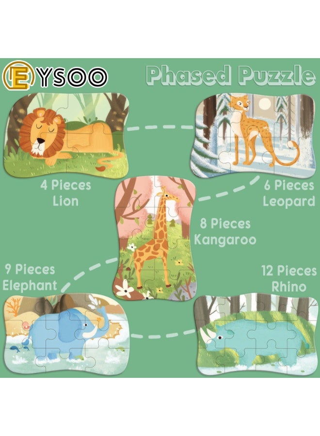  إيسو ألغاز الصور المقطوعة من EYSOO، أحجيات خشبية 5 في 1 للأطفال، 39 قطعة، ألغاز سفر محمولة للأطفال من سن 3 إلى 5 سنوات - Image 2