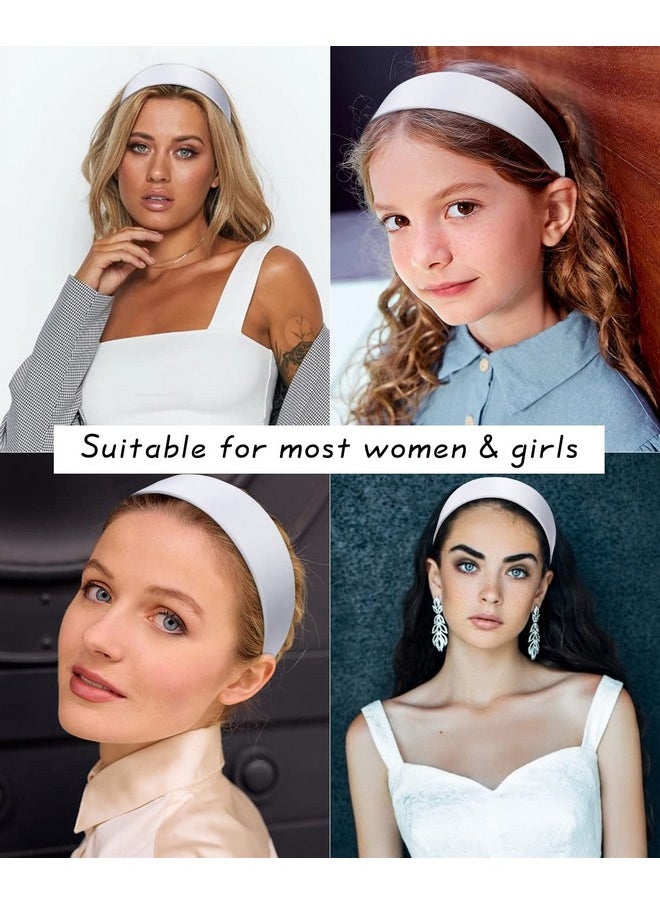 Wecoe - White Headband 1.6 Inch Wide Silk Satin Headband Women Non Slip Fashion Plain Head Band Solid Hair Band Diy Holiday Hair Accessories For Women Girls Diademas Para Mujer Gifts - Image 1