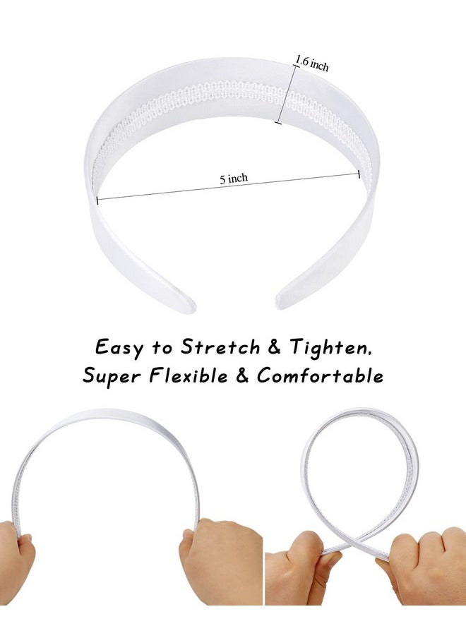 Wecoe - White Headband 1.6 Inch Wide Silk Satin Headband Women Non Slip Fashion Plain Head Band Solid Hair Band Diy Holiday Hair Accessories For Women Girls Diademas Para Mujer Gifts - Image 1