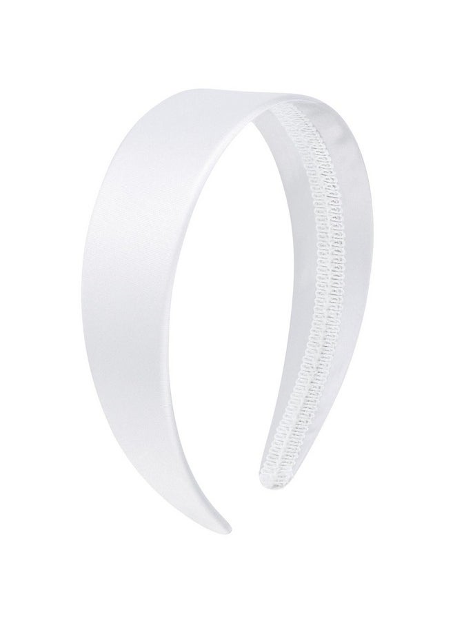 Wecoe - White Headband 1.6 Inch Wide Silk Satin Headband Women Non Slip Fashion Plain Head Band Solid Hair Band Diy Holiday Hair Accessories For Women Girls Diademas Para Mujer Gifts - Image 1