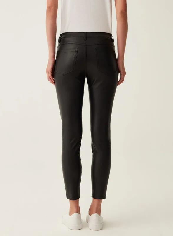 Ovs Cropped skinny-fit shiny-effect trousers