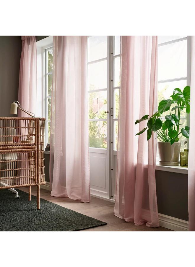 erorex Sheer curtain, 1 piece, pink/with heading tape, 300x300 cm - Image 2