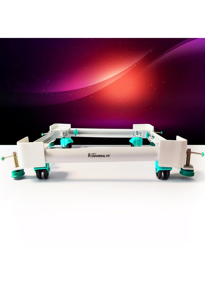 LSRP's Universal Fit LSRPS Universal Fit Adjustable Metal Trolley Stand with Washing Machine Feet Pads 25 Larger Absorbs Vibration Suitable for Samsung Whirlpool lg Washing Machine Stand 8kg AbvFridge Stand Trolley  - Image 1