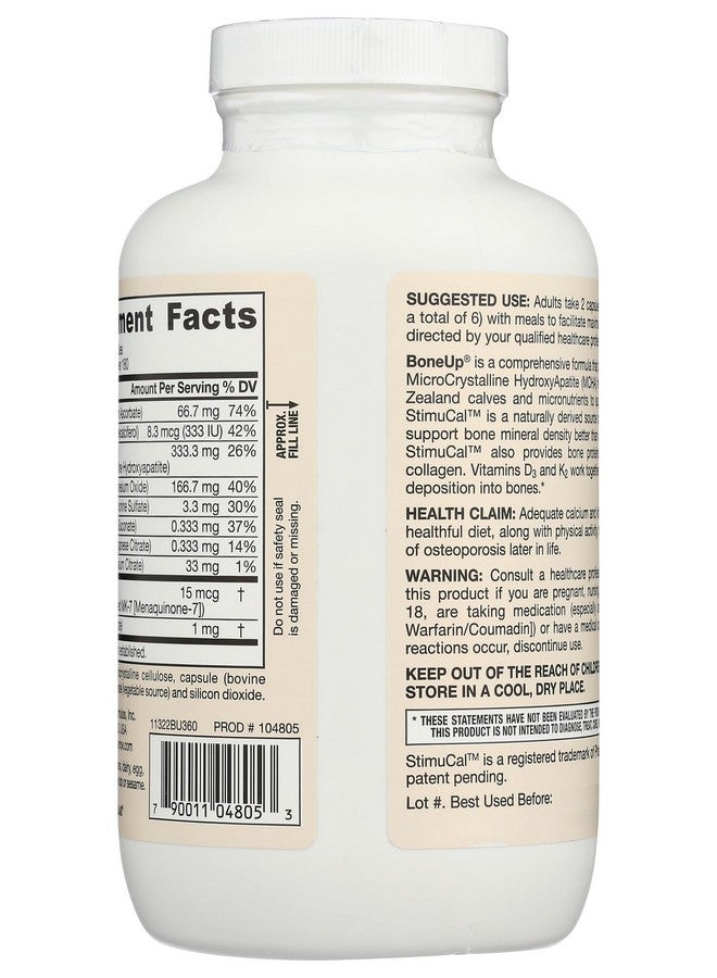 Jarrow Formulas BoneUp - 360 Capsules - Micronutrient Formula for Bone Health - Includes Natural Sources of Vitamin D3 , Vitamin K2 ( as MK-7 ) & Calcium - 180 Servings Packaging may vary - Image 2