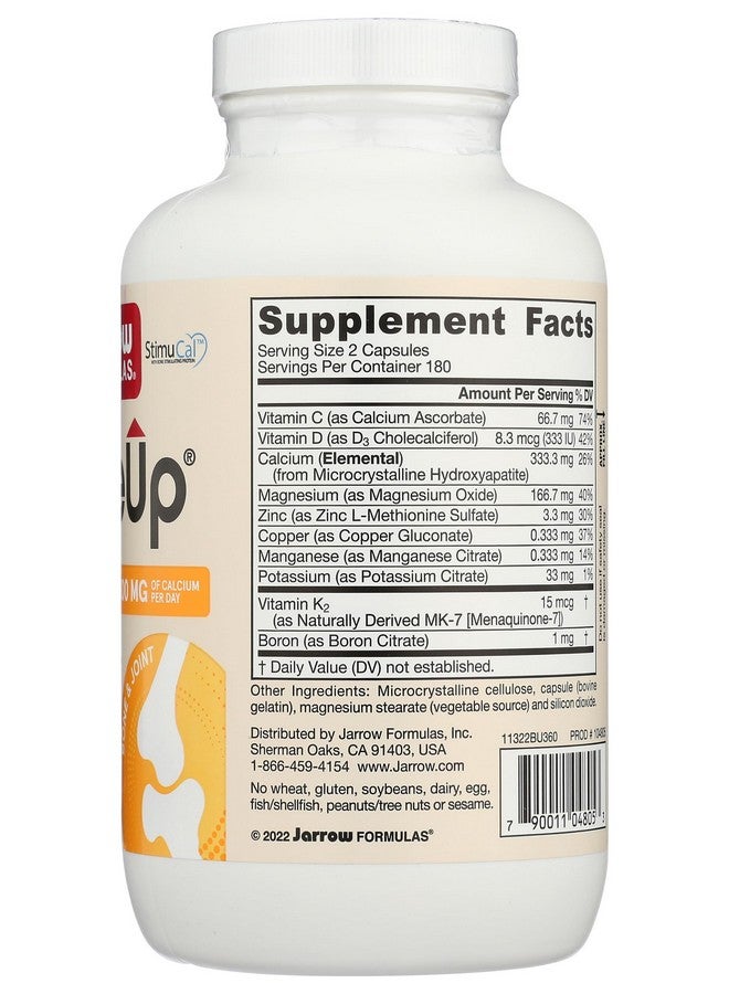 Jarrow Formulas BoneUp - 360 Capsules - Micronutrient Formula for Bone Health - Includes Natural Sources of Vitamin D3 , Vitamin K2 ( as MK-7 ) & Calcium - 180 Servings Packaging may vary - Image 5
