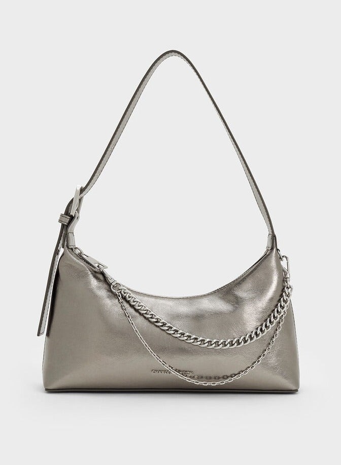 Charles & Keith Atwood Chain Crinkle Hobo Bag - Image 1