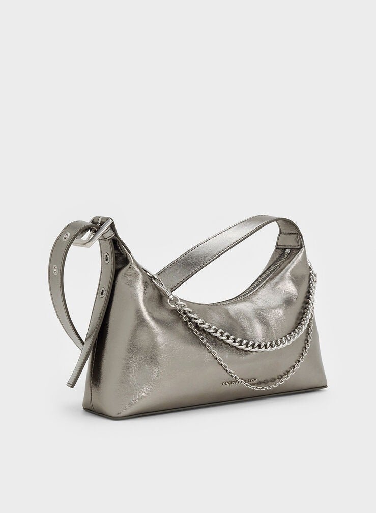 Charles & Keith Atwood Chain Crinkle Hobo Bag - Image 2