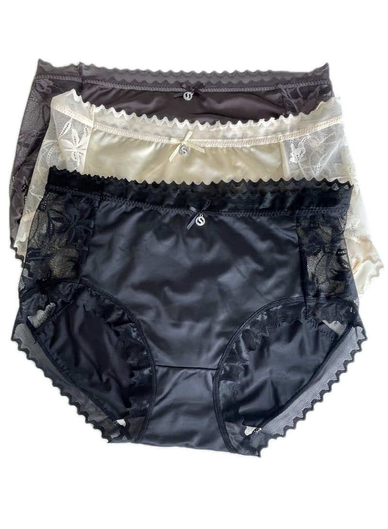 SOLOBUY Lace Panties for Women Mid-Waist Women'S Panties, Color: Black, Apricot, Brown - Image 1