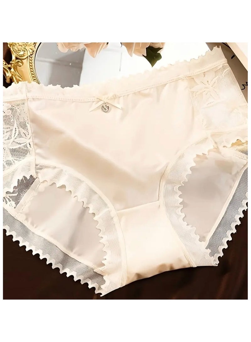 SOLOBUY Lace Panties for Women Mid-Waist Women'S Panties, Color: Black, Apricot, Brown - Image 2