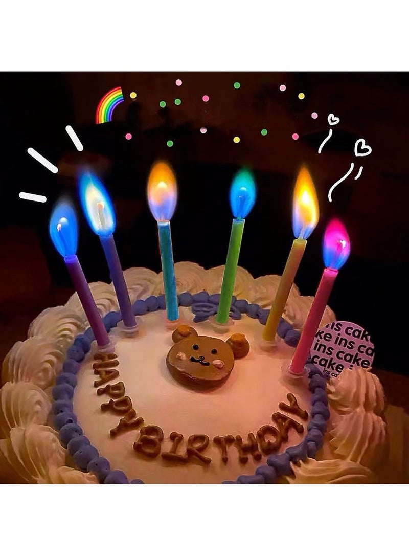 6 Pcs Colorful Flame Cake Candles,Happy Birthday Candles with Colored Flames,Candles for Birthday Cakes Wedding Celebration Kids Birthday,Party Supplies  - Image 1