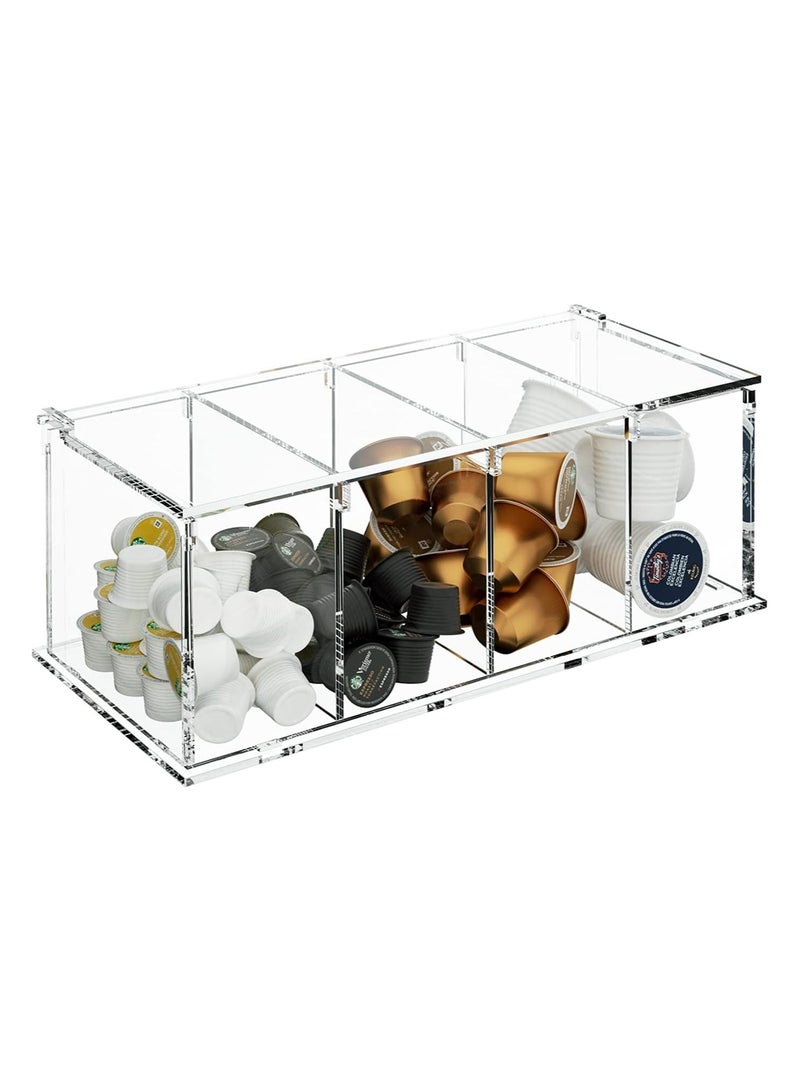 TPGP Coffee Capsule Holder | Acrylic Box K Cup Holder | Coffee Pod Storage with Clear 4 Compartment & Lid Organizer | Coffee Bar Accessories - Image 1
