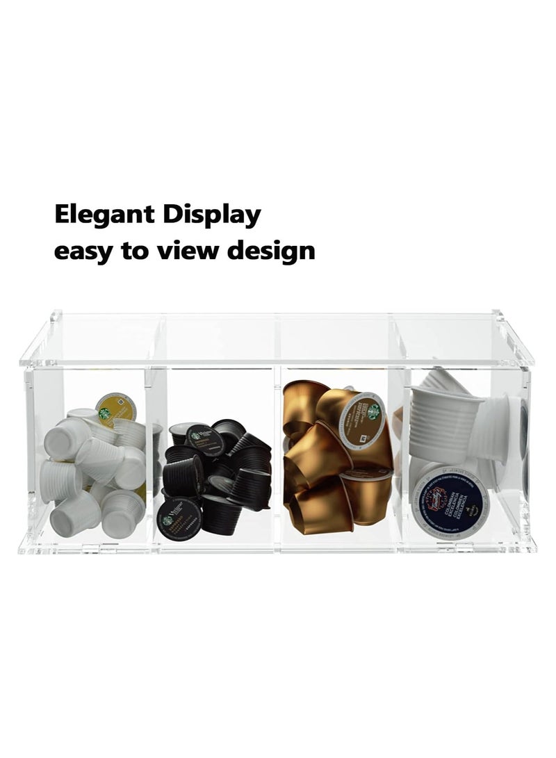 TPGP Coffee Capsule Holder | Acrylic Box K Cup Holder | Coffee Pod Storage with Clear 4 Compartment & Lid Organizer | Coffee Bar Accessories - Image 4