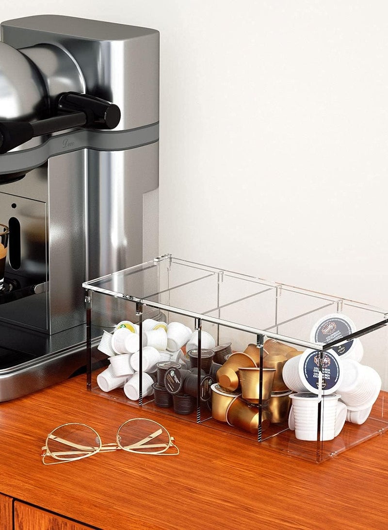 TPGP Coffee Capsule Holder | Acrylic Box K Cup Holder | Coffee Pod Storage with Clear 4 Compartment & Lid Organizer | Coffee Bar Accessories - Image 5