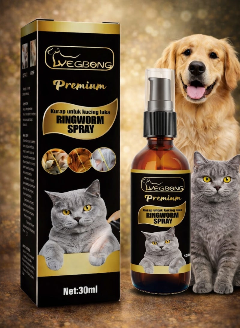 Premium Ringworm Spray for Cats – Fast Relief Anti-Fungal Skin Treatment for Ringworm, Itching, Redness & Skin Infections – Gentle Pet Care Spray – 30ml - Image 1