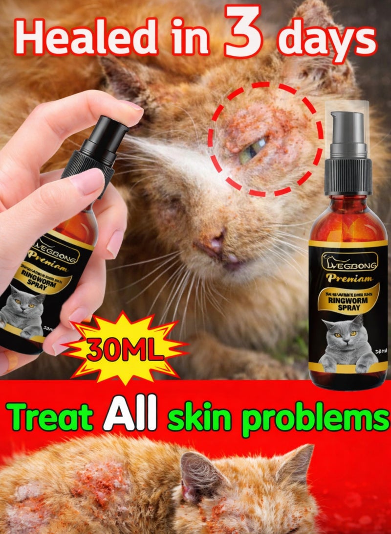 Premium Ringworm Spray for Cats – Fast Relief Anti-Fungal Skin Treatment for Ringworm, Itching, Redness & Skin Infections – Gentle Pet Care Spray – 30ml - Image 2