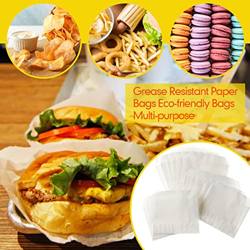 Zubebe 400 Packs French Fry Bags Grease Resistant Paper for French Fry Disposable Hash Fries Bag Bakery Cookies Candy Snacks(White,4.7 x 4.5 Inch) - Image 3