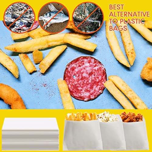 Zubebe 400 Packs French Fry Bags Grease Resistant Paper for French Fry Disposable Hash Fries Bag Bakery Cookies Candy Snacks(White,4.7 x 4.5 Inch) - Image 5