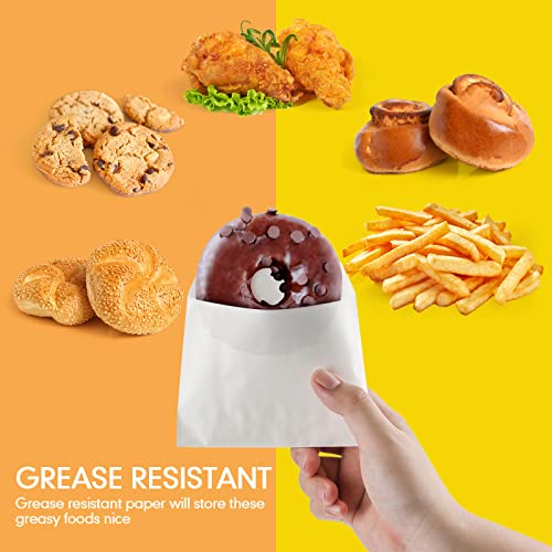 Zubebe 400 Packs French Fry Bags Grease Resistant Paper for French Fry Disposable Hash Fries Bag Bakery Cookies Candy Snacks(White,4.7 x 4.5 Inch) - Image 4