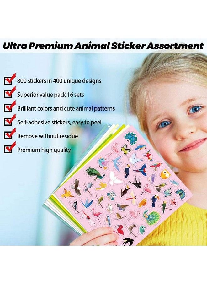 Fancy Land Animal Stickers For Kids Assortment Set 800 Count 16 Sheets 8 Themes Collection For Children Craft Party Favors  - Image 3
