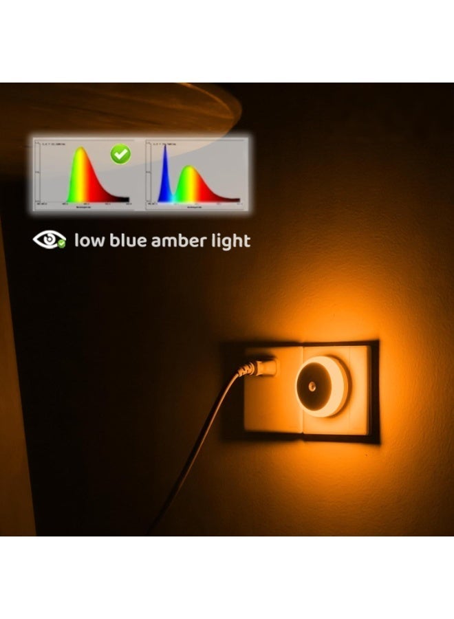 2-Pack LED Night Light Plug into wall with Dusk to Dawn Sensor (amber)  - Auto On/Off, Energy Saving Warm White Lamp for Kids, Adults, Hallways, Stairway, Kitchen, Bathroom, Bedroom - Image 3